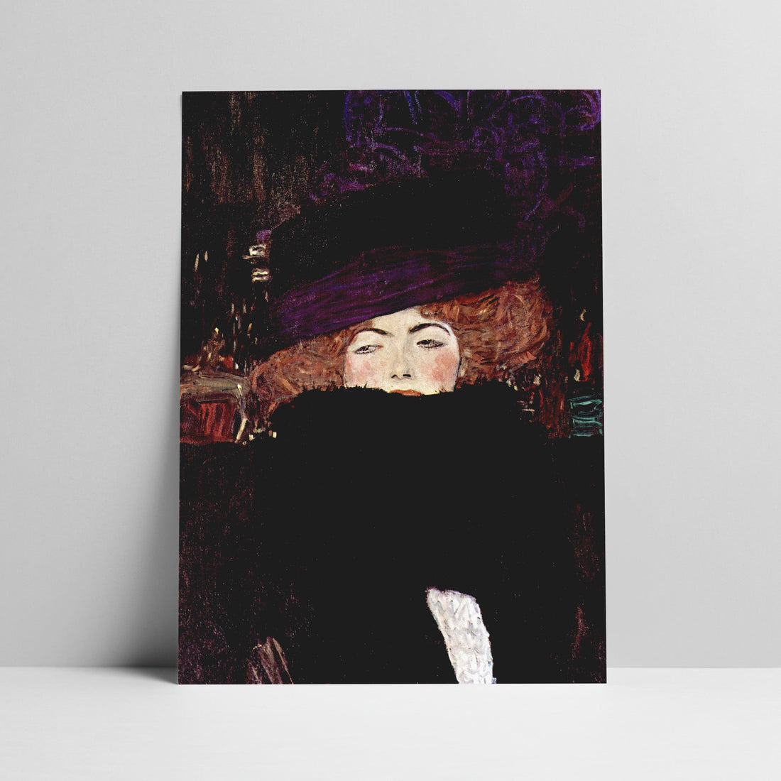 Lady with Hat and Feather Boa by Gustav Klimt Printable Art