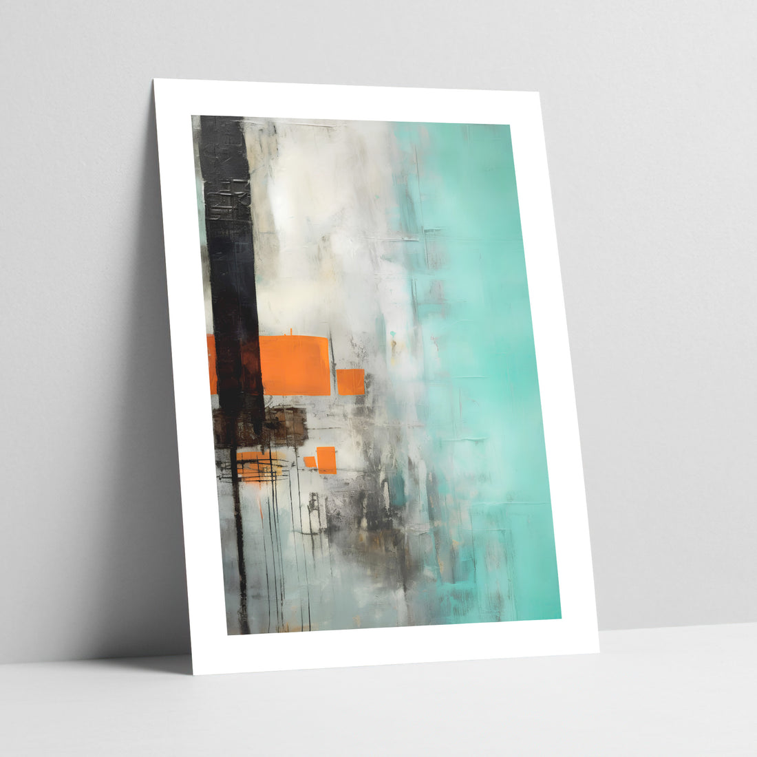 Reverie in Turquoise and Tangerine Abstract Art Print