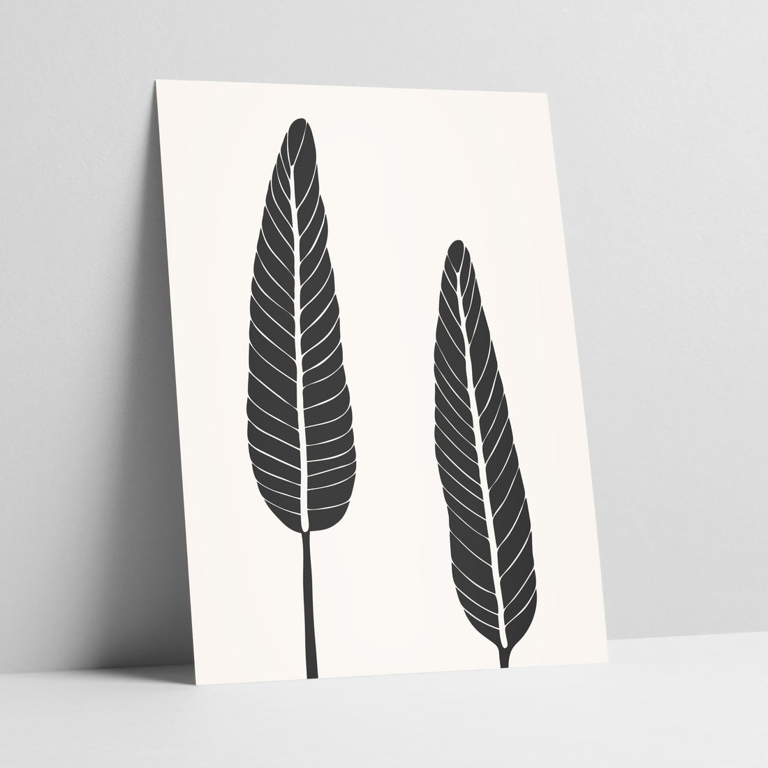 Abstract Leaf Duo - Monochrome Botanical Art Print