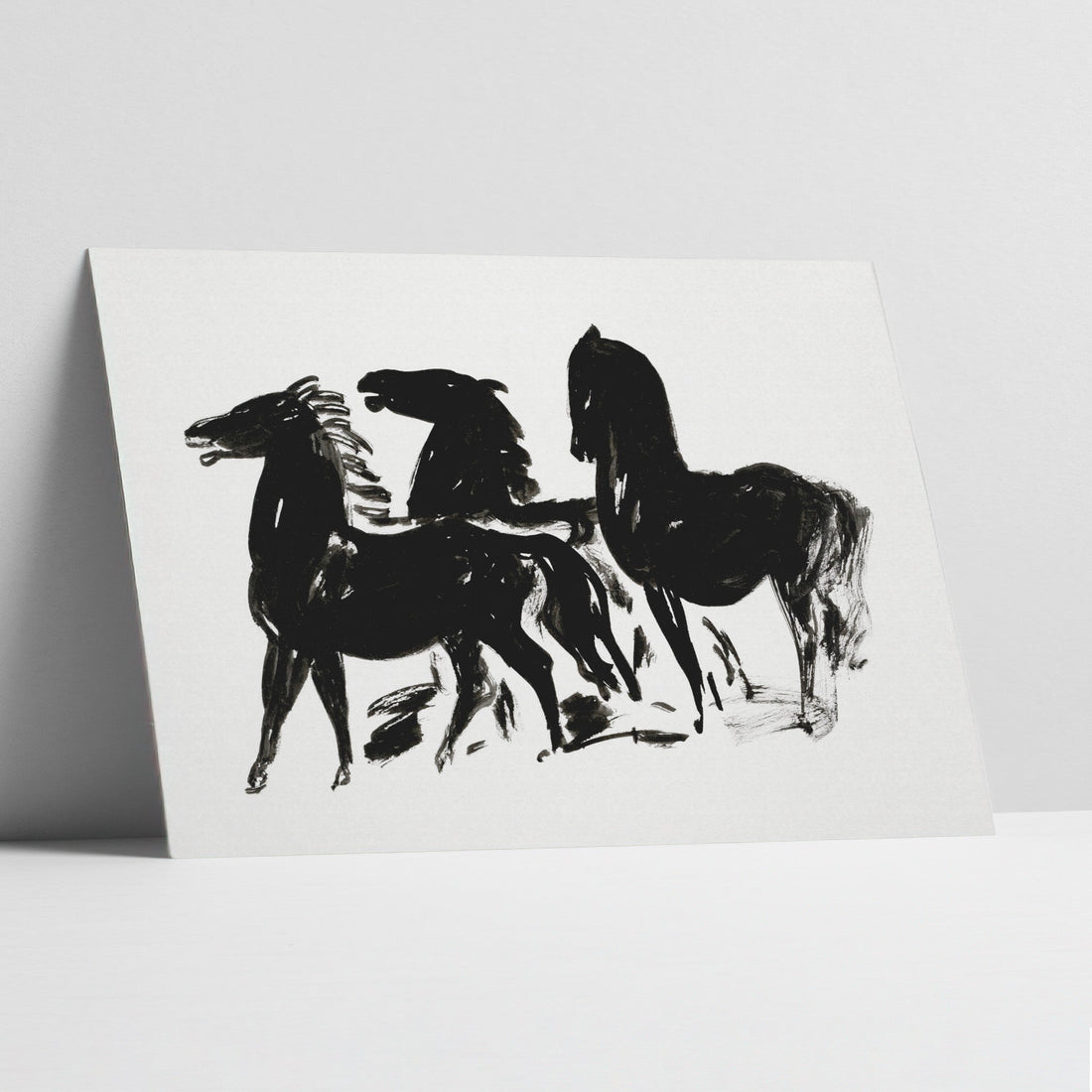 Three Black Horses Art Print