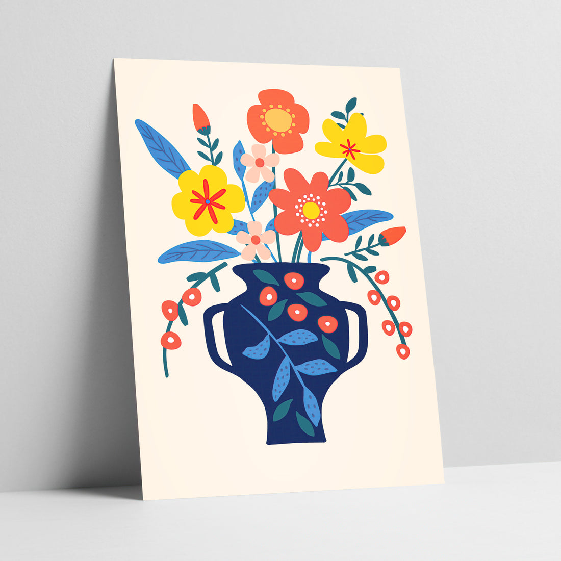 Midnight Vase Floral Ensemble Maximalist Art Print