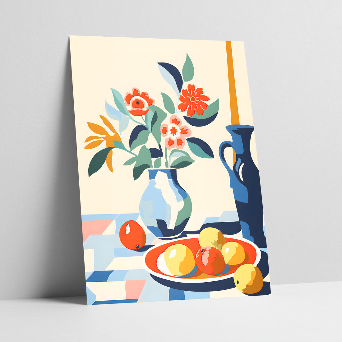 Still Life with Citrus and Florals Maximalist Art Print
