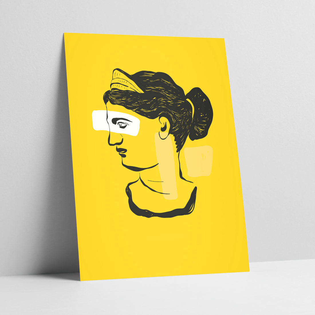 Bold Yellow Classical Portrait Art Print