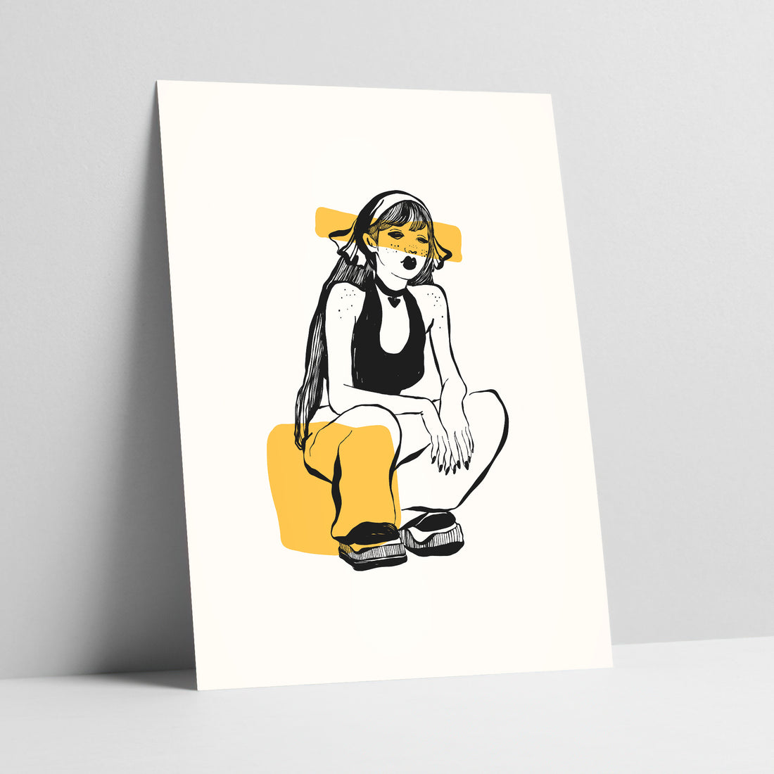 Contemporary Girl in Yellow Pants Art Print