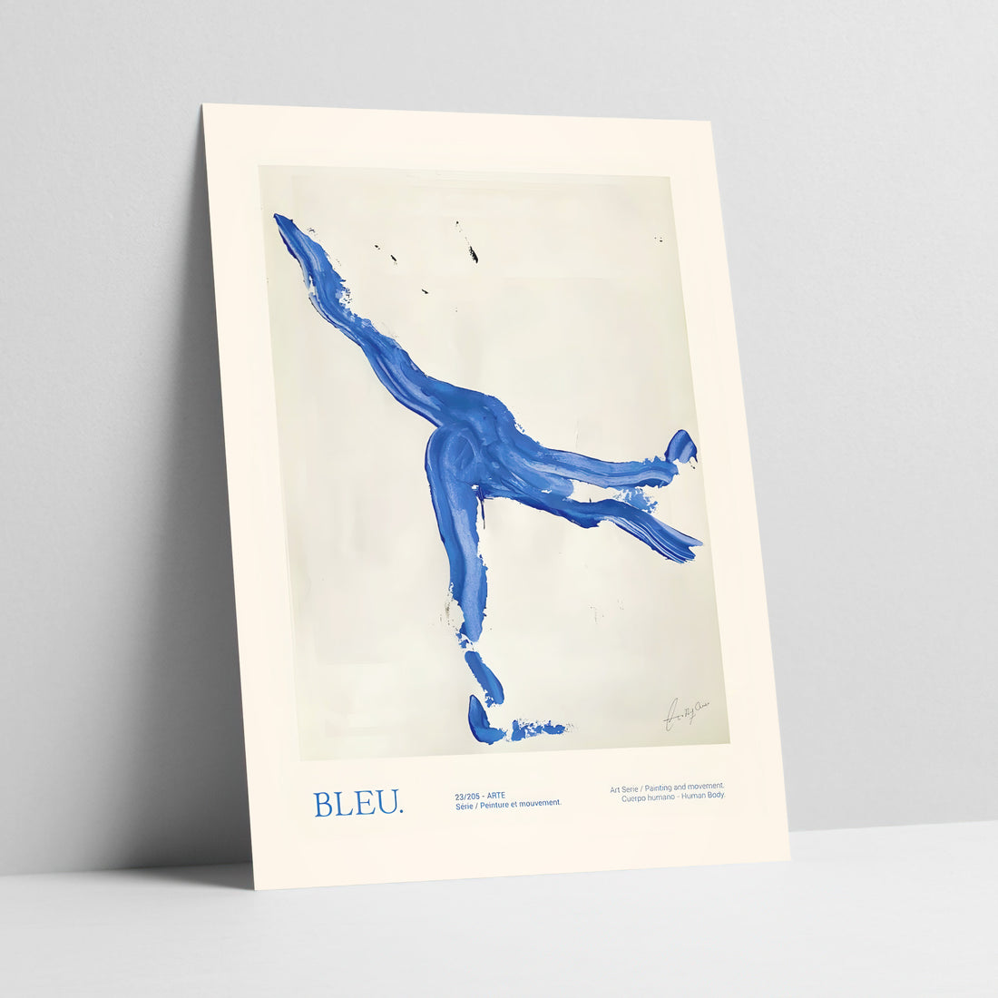 Abstract Blue Human Figure Art Print
