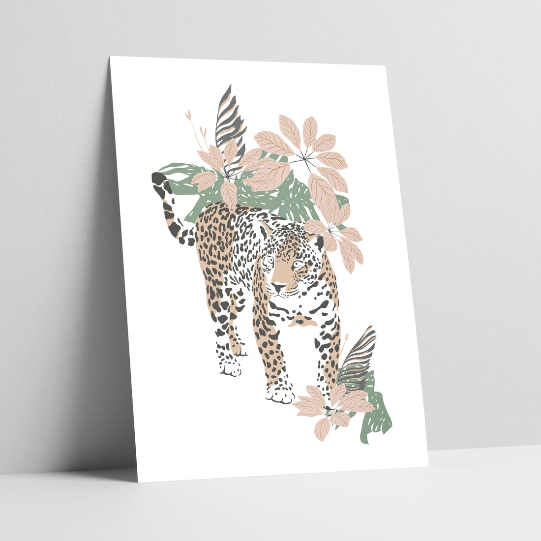 Leopard Flora: Jungle's Whisper Art Print