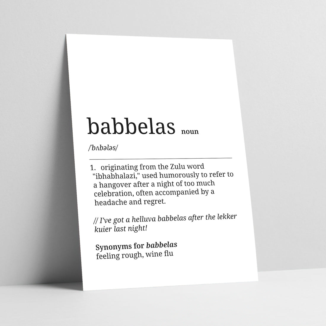 Babbelas Definition Art Print