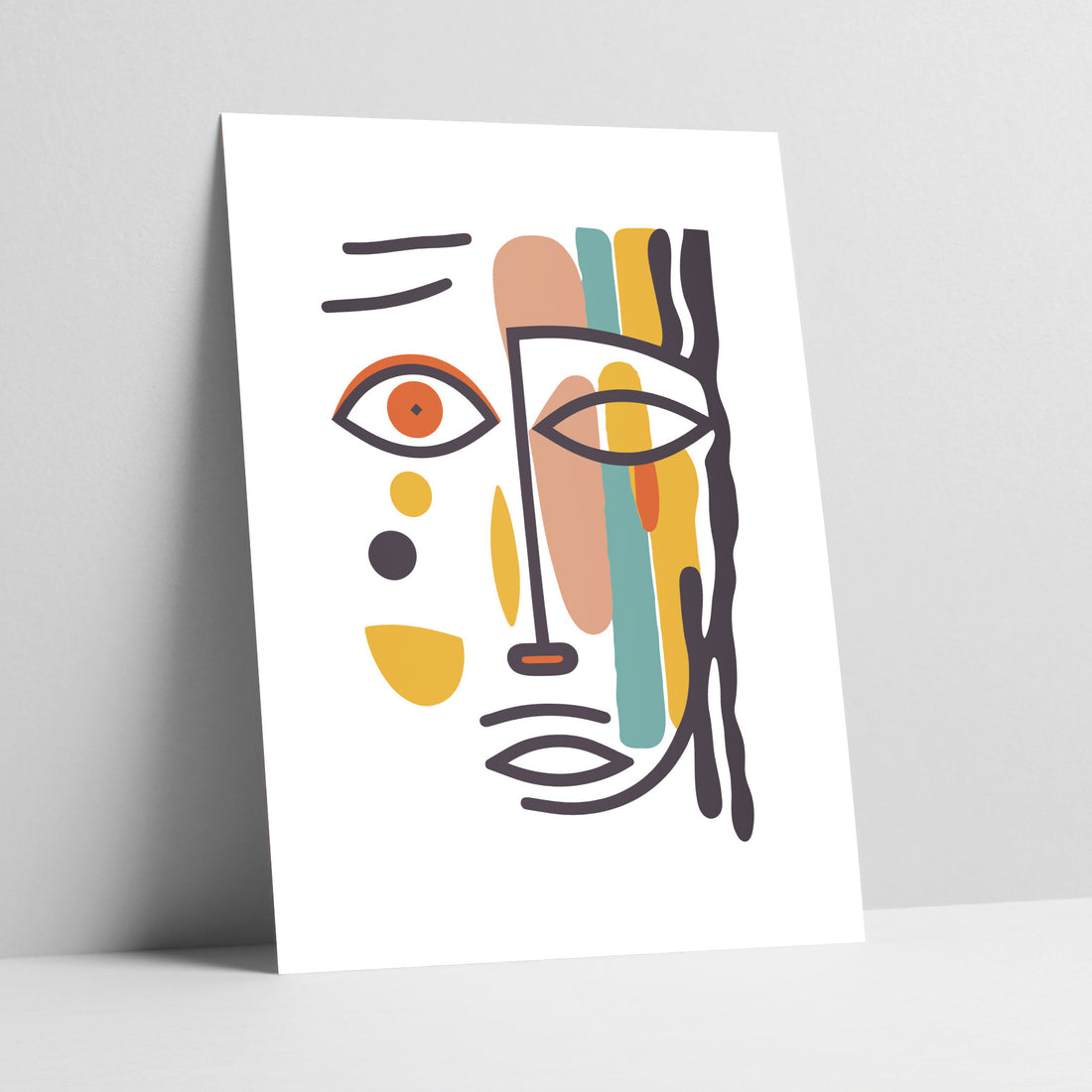 Colourful Concern - Face Abstract Art Print