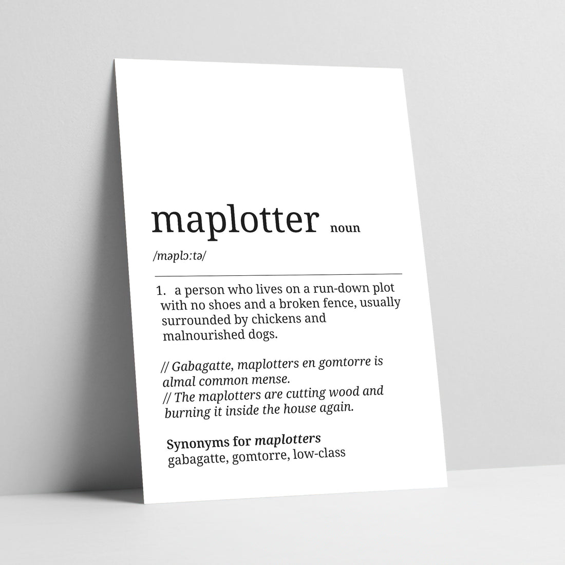 Maplotter Definition Art Print