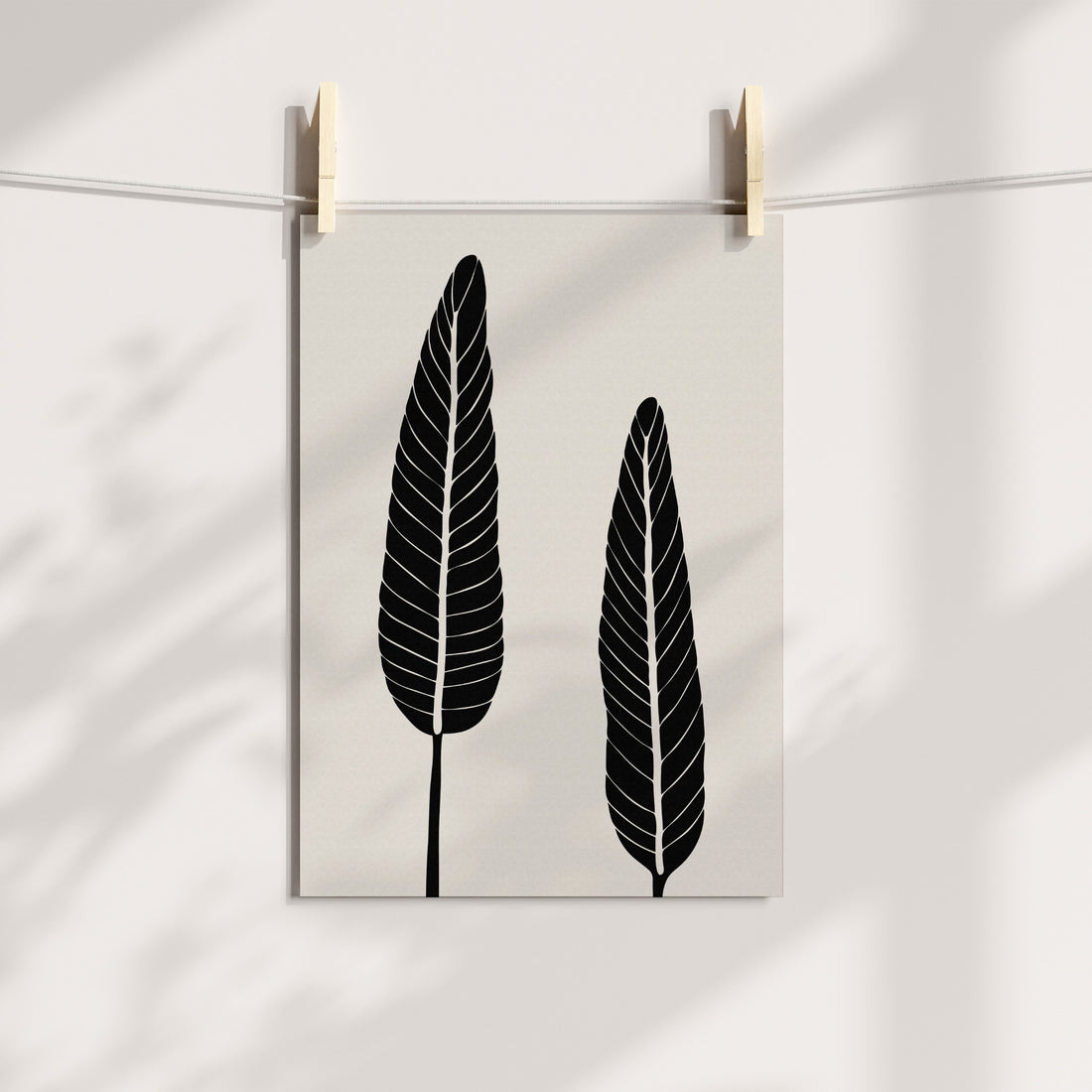 Abstract Leaf Duo - Monochrome Botanical Printable Art