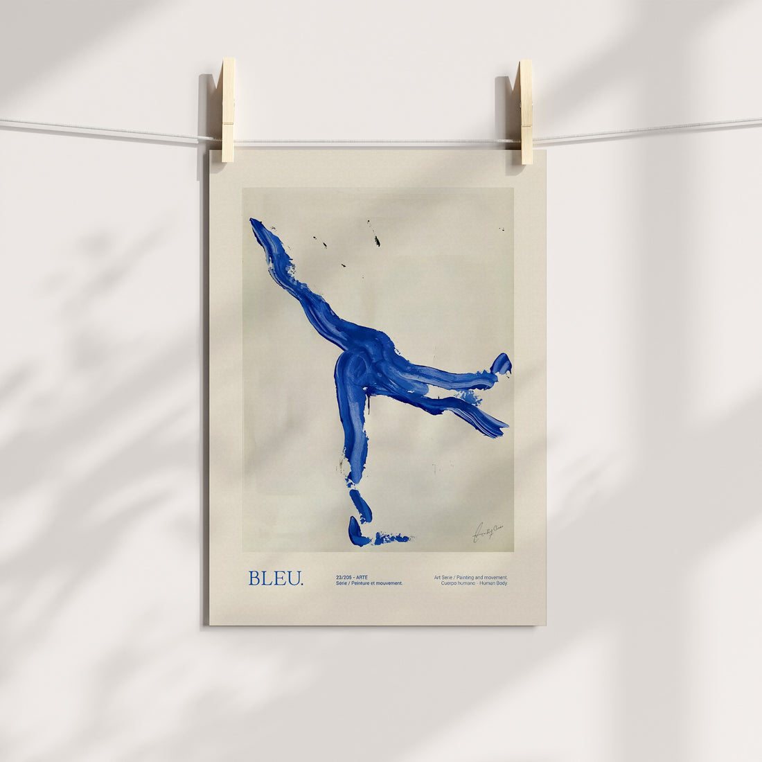 Abstract Blue Human Figure Printable Art
