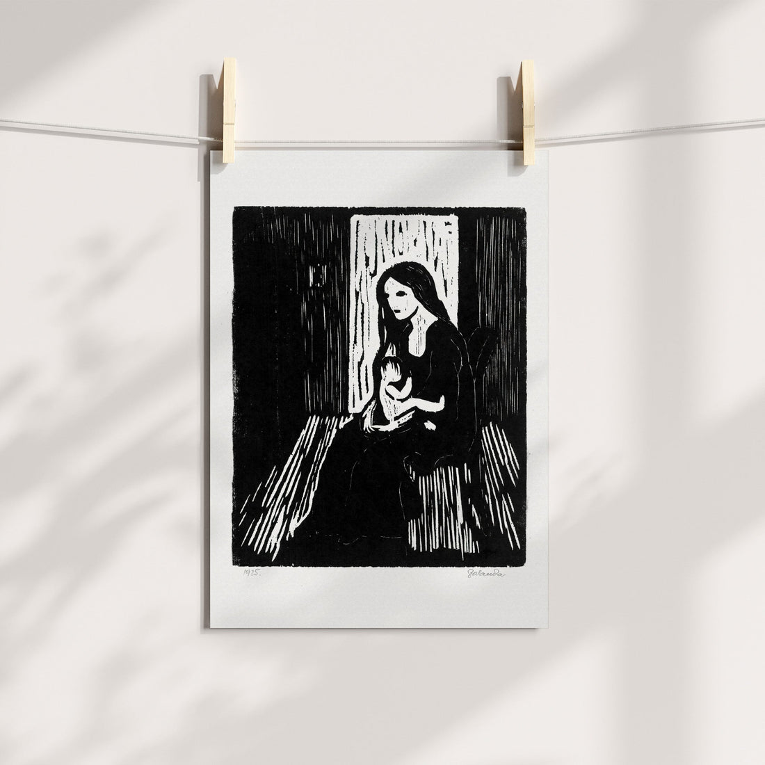 Mother Linocut Printable Art