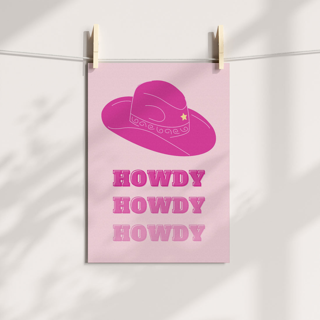 Pink Cowboy Hat Howdy Printable Art