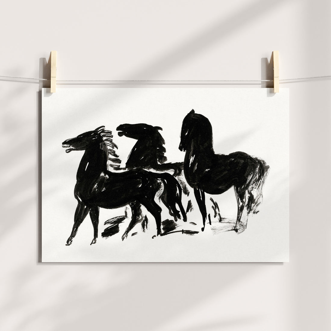 Three Black Horses Printable Art