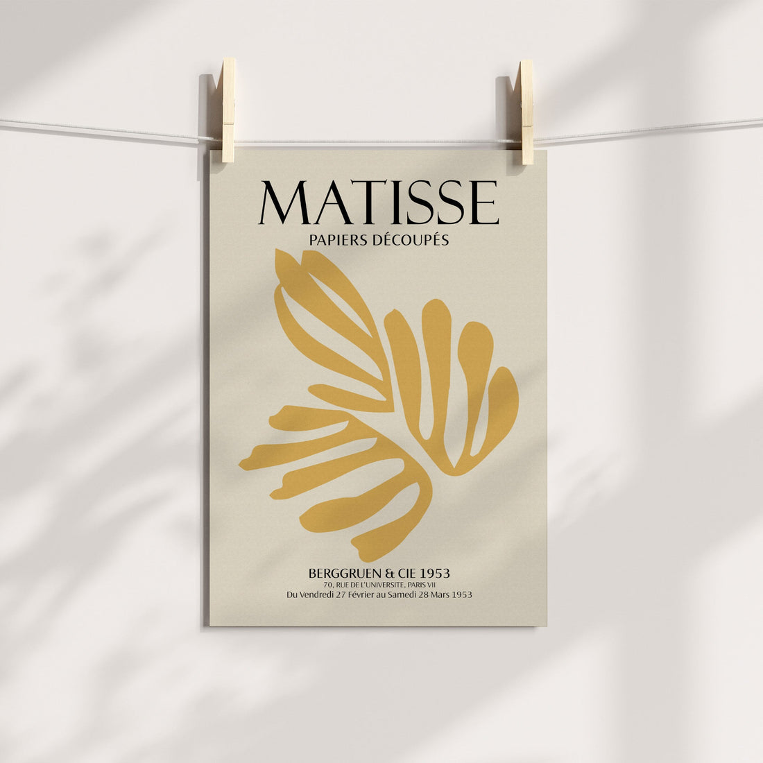 Golden Cut Out Leaf Design - Henri Matisse Printable Art