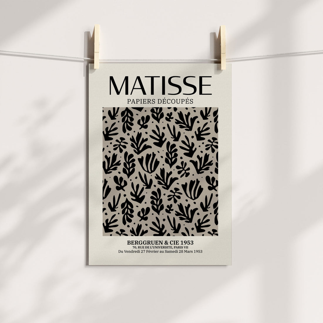 Monochrome Matisse Foliage Pattern - Henri Matisse Printable Art