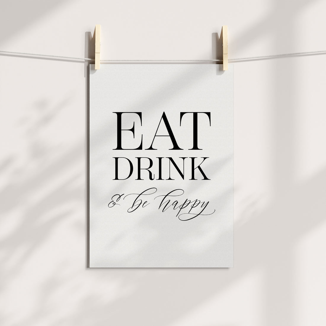Eat Drink Be Happy - Kitchen Typography Printable Art