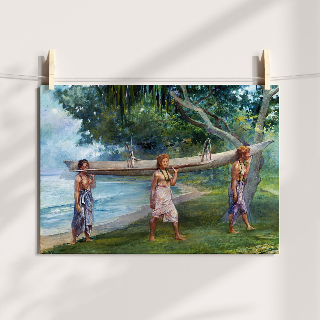 Samoan Girls Carrying a Canoe Printable Art