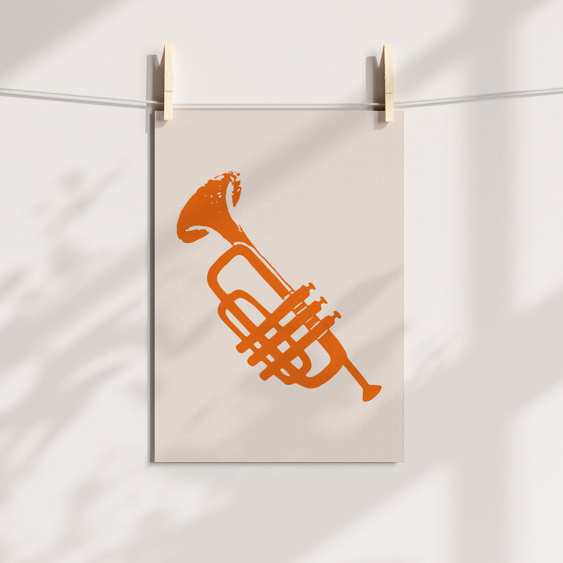 Orange Trumpet Silhouette Printable Art