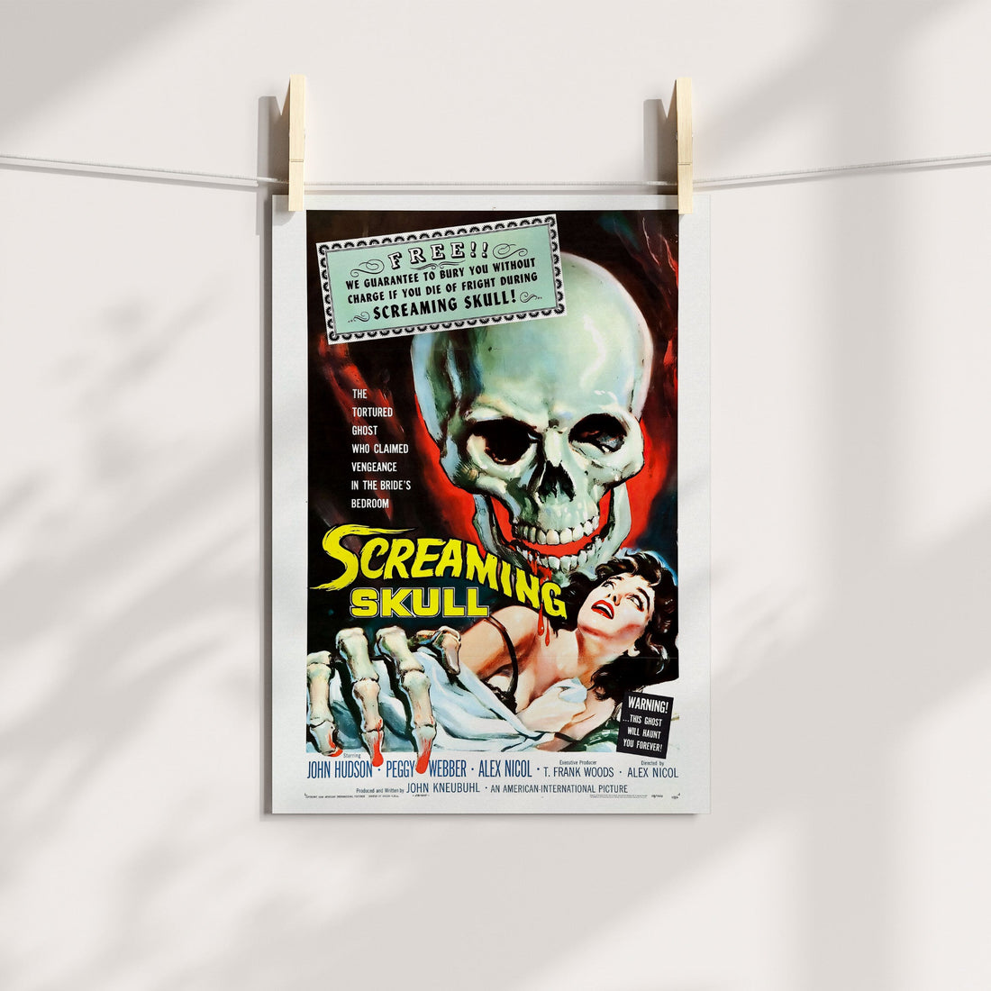 Screaming Skull Vintage Movie Poster Printable Art
