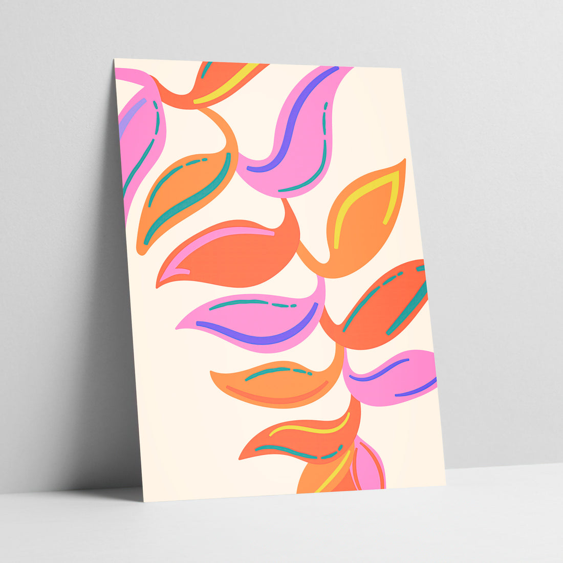 Abstract colorful leaf pattern art print