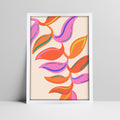 Abstract colorful leaf pattern art print in a white frame