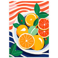 Art print of citrus fruits illustration with abstract background