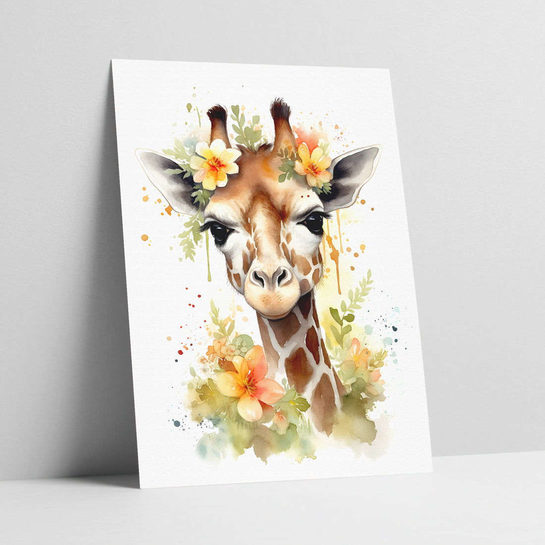 Sweet Giraffe Watercolor Art Print