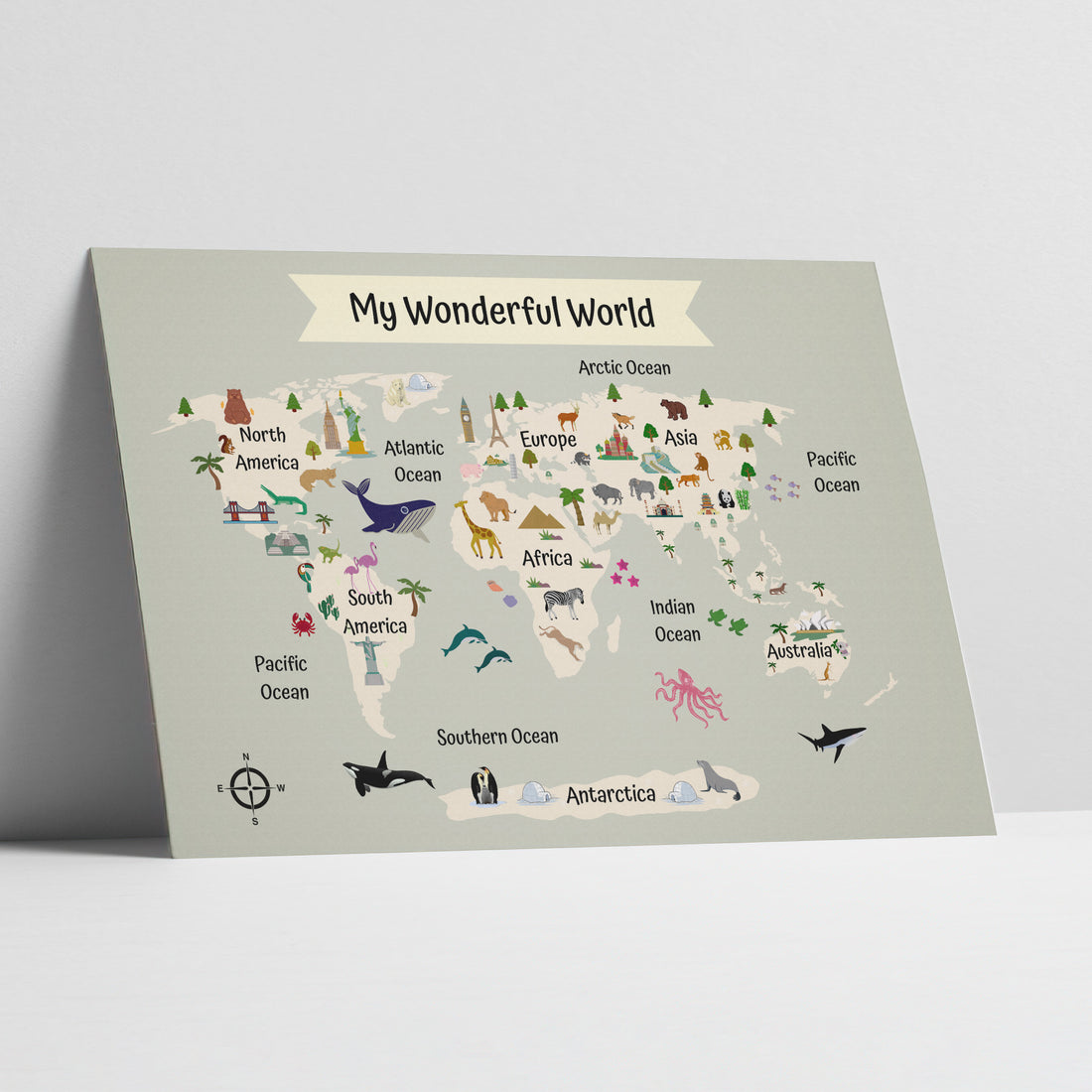 My Wonderful World - Kid's World Map Art Print